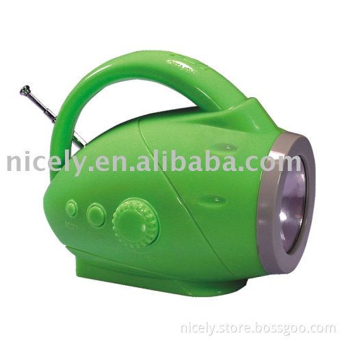 FM auto scan radio with speaker and torch